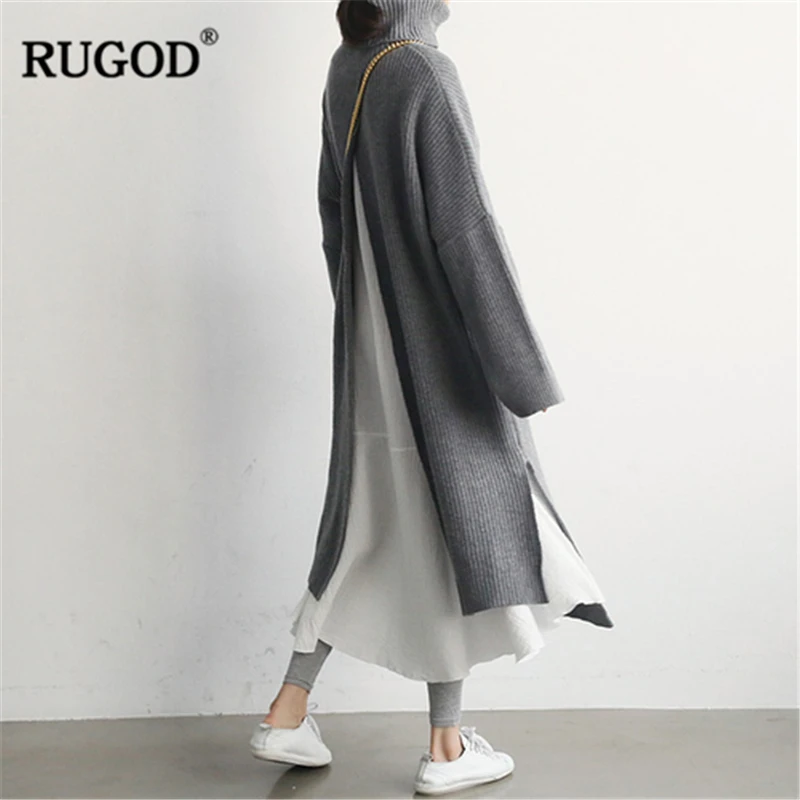Женский вязаный свитер RUGOD белое элегантное офисное платье в Корейском стиле с