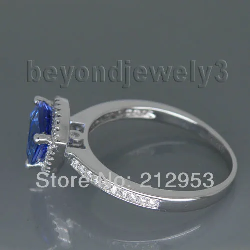 Кольцо из белого золота с натуральным бриллиантом 8 мм YWR0034|diamond tanzanite rings|ring salegold