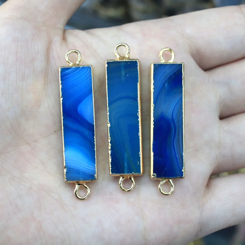 Оптовая продажа натуральный синий камень: Агат позолоченный кулон 2 круга