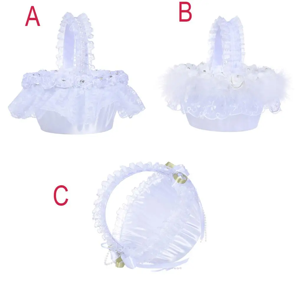 Свадебные украшения товары для вечерние Ринок корзина из атласа с жемчугом в