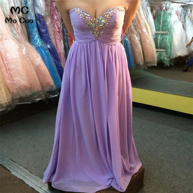 Elegant Lavendar Evening Dresses long Pleated Sweetheart Vestido de festa longo Beaded Chiffon evening dresses for women | Свадьбы и
