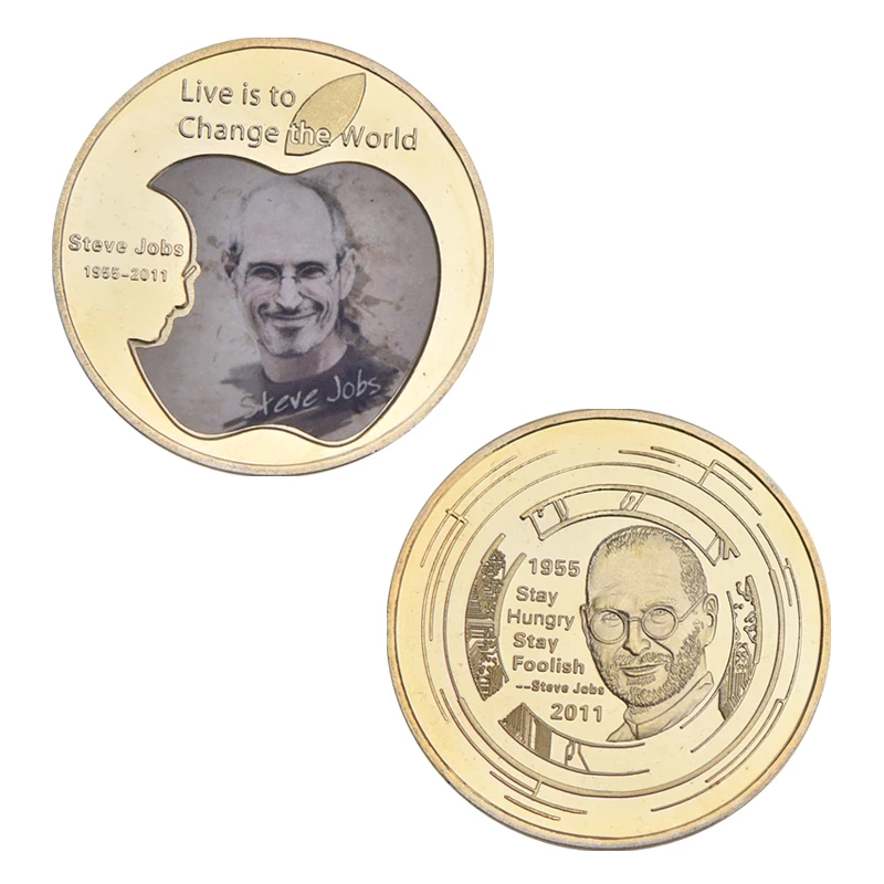 coin 1 WR Steve Jobs золотые коллекционные монеты набор с монетницей США вызов монеты Оригинальные металлические монеты персонализированный подарок дропшиппинг - Цвет: coin 1