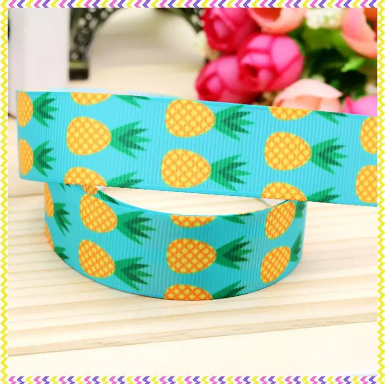 

7/8inch Free Shipping Pineapple Printed Grosgrain Ribbon material Headwear Party Decoration Diy Wholesale Craft 22mm P4477