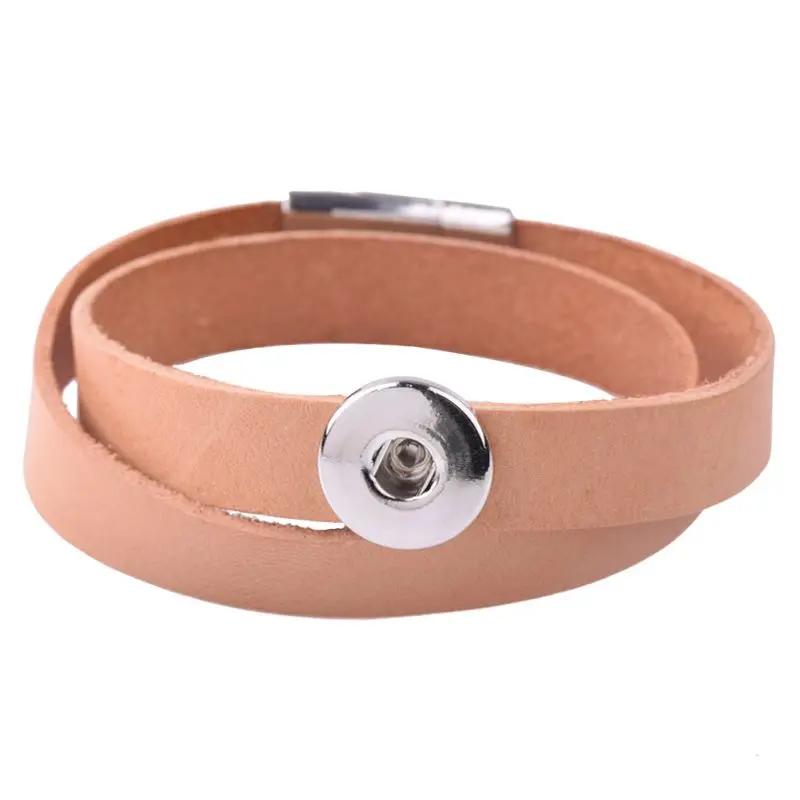 18mm Vintage Snap Button Bracelet For Women Men Brown Leather Jewelry Wrap Hand Multi Layer Bracelets &amp Bangles Magnet Clasp | Украшения