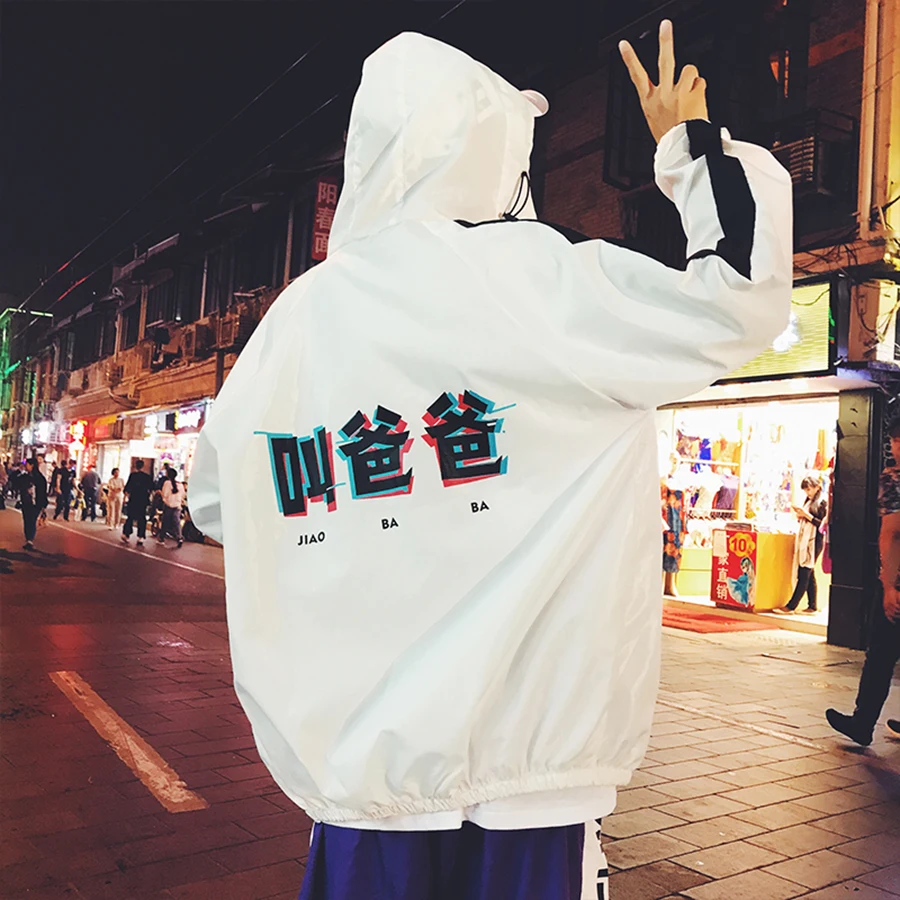 Пара куртка Мужская хип хоп принт Повседневная Осенняя уличная одежда в стиле
