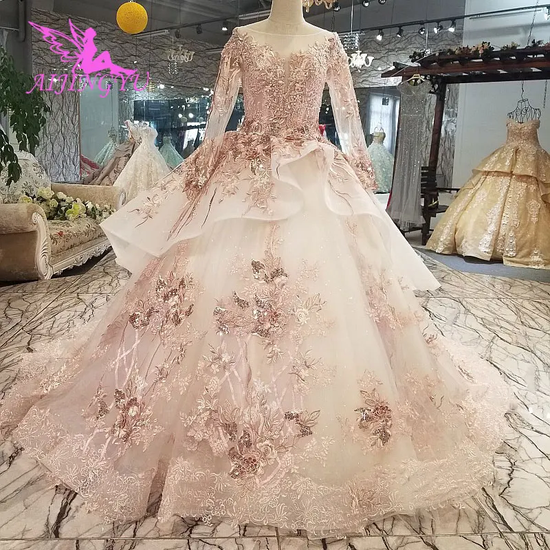 Модное свадебное платье AIJINGYU модное короткое спереди уникальное атласное с