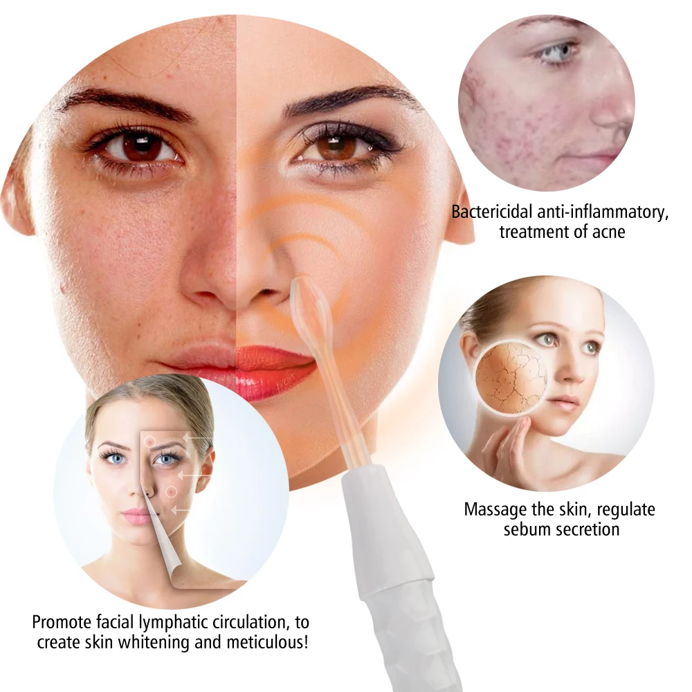 

Dropshipping 4 in 1 High Frequency Electrode wand Glass Tube Facial Electrotherapy Nursing for Acne Removal and Skin Care