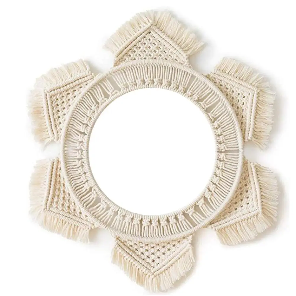 Rattan Dressing Mirror Innovative Art Decor Round Living Room Wall Hanging Bathroom Decoration Makeup | Дом и сад