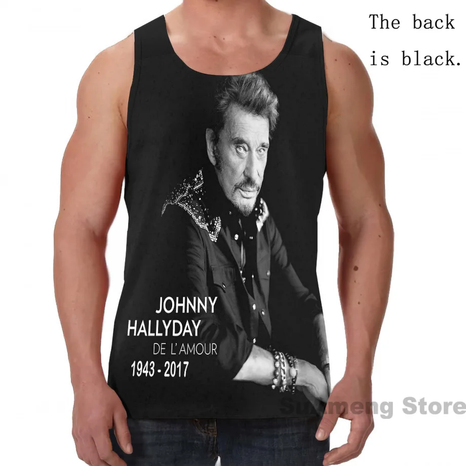 men tank tops funny print men Tank Tops Women Johnny Hallyday Limitied Edition men Board beach shorts women sets fitness sleeveless vest - Цвет: men tank tops