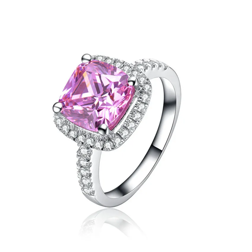 

1 Ct чистое 18K золотое розовое кольцо на подушку, потрясающее качество, имитирующее бриллианты, лучший подарок для девочки из чистого золота