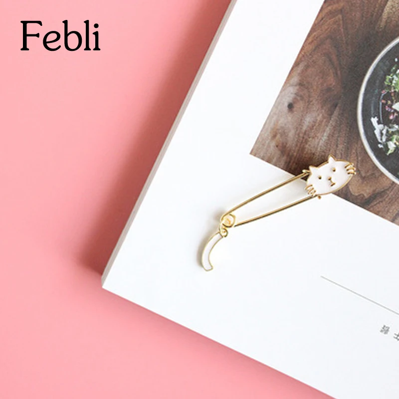 Febli сплав Cat Броши белый черный свитер Интимные аксессуары прекрасный Последняя