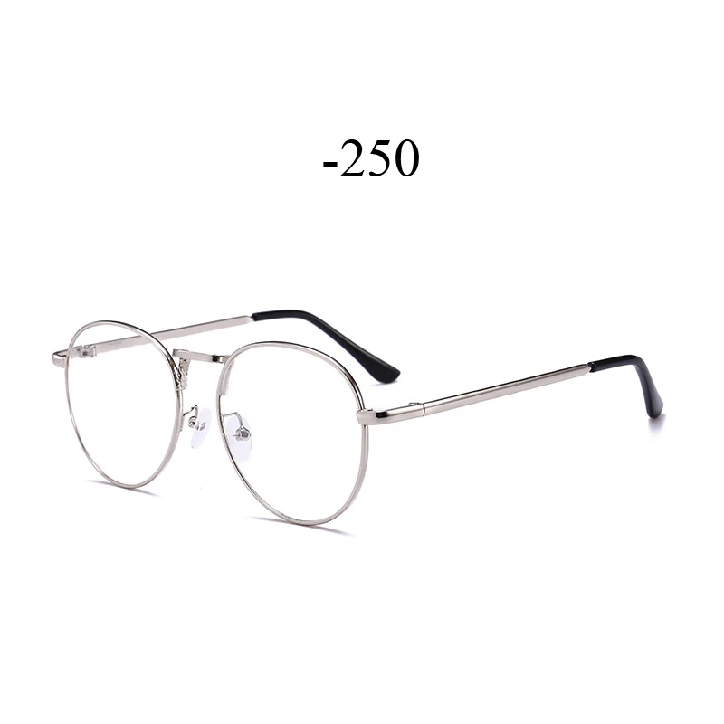 silver -250 Iboode, винтажные модные очки для близорукости, унисекс, очки для близорукости, для мужчин и женщин, очки с прочными линзами, Короткие очки для зрения - Цвет оправы: silver -250