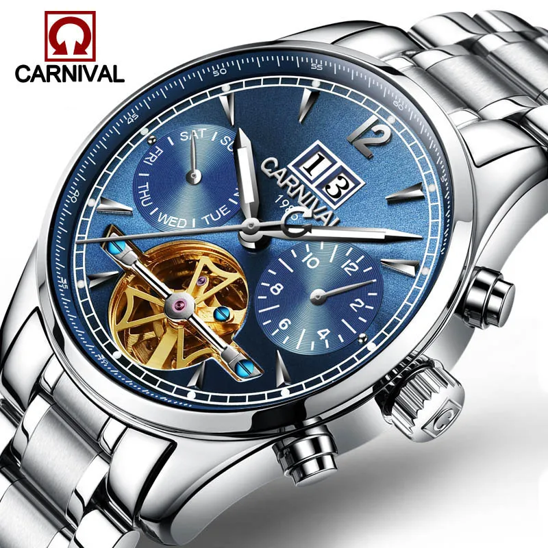 Часы Carnival tourbillon Мужские автоматические механические армейские