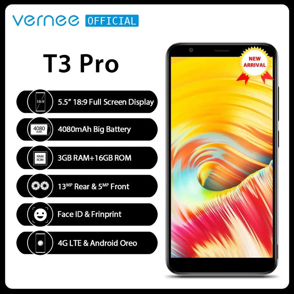 Vernee T3 Pro Android 8 1 телефон 5 5'' 18:9 безрамочный экран 3 ГБ Оперативная память 16