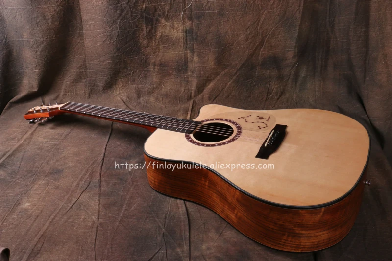 41 &quotCutaway электрическая акустическая гитара Spruce Top/Wanut Body guitarra с жестким корпусом