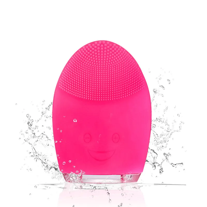 Rose red Силиконовое очищающее средство для лица Массажер Питание очищающее устройство для лица, звуковая Водонепроницаемая USB перезаряжаемая система глубокого очищения лица - Цвет: Rose red