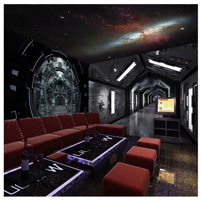 Пользовательские фото обои 3D стерео фон Стена космический корабль домик росписи