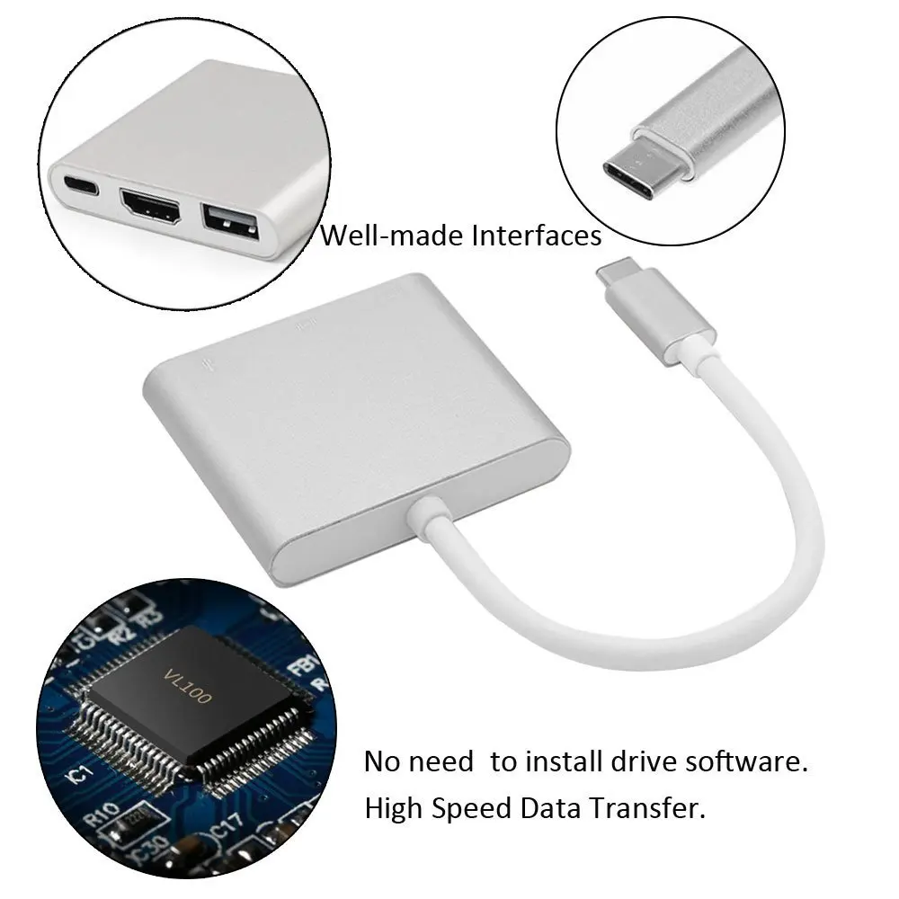 Type-c цифровой AV многопортовый адаптер USB 3 1 USB-C HDMI 4K Type-C зарядный порт для нового