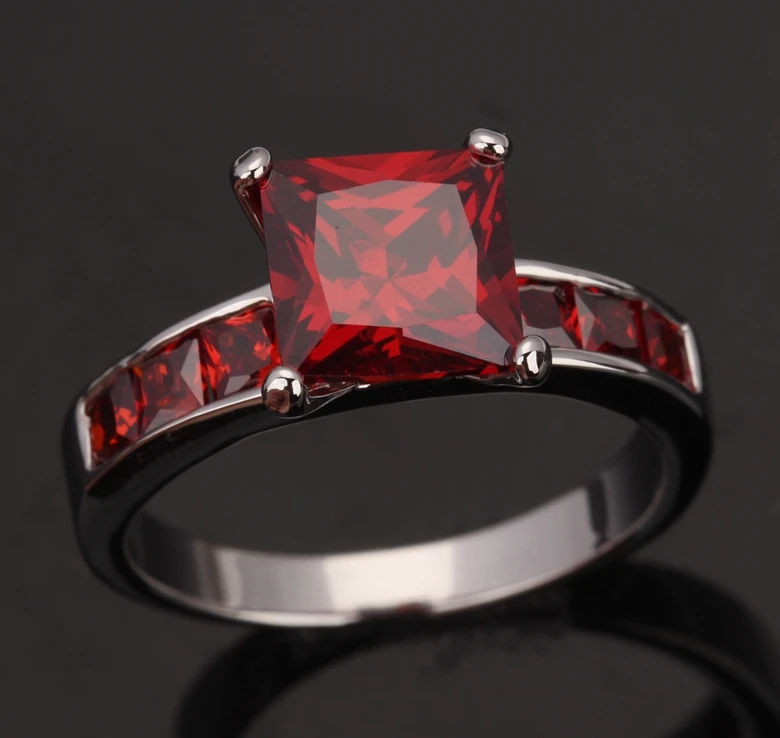 Ангельский Красный Гранат 925 пробы серебро для Для женщин вечерние Jewelry Кольцо