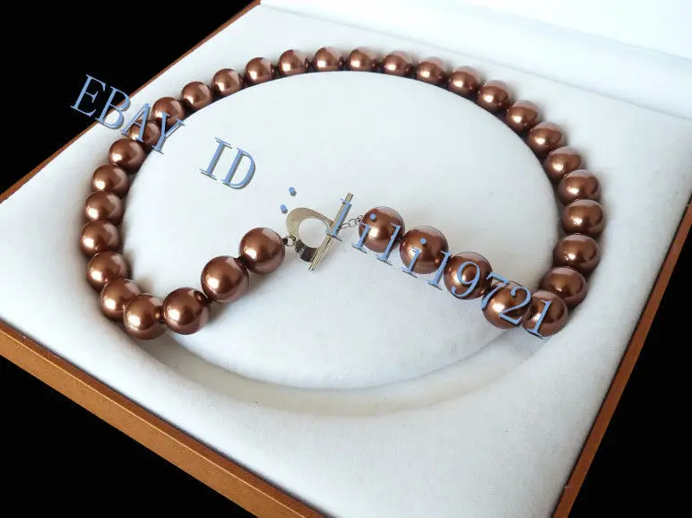 

12mm AAA+ Coffee south sea shell pearl necklace 18"