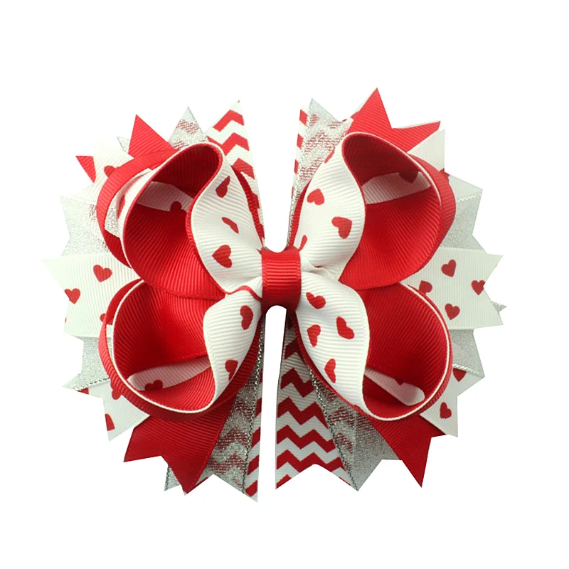 5 inch Tire hair girl's Heart shape bows headband children crocodile clip accessories headwear Activity decoration | Детская одежда