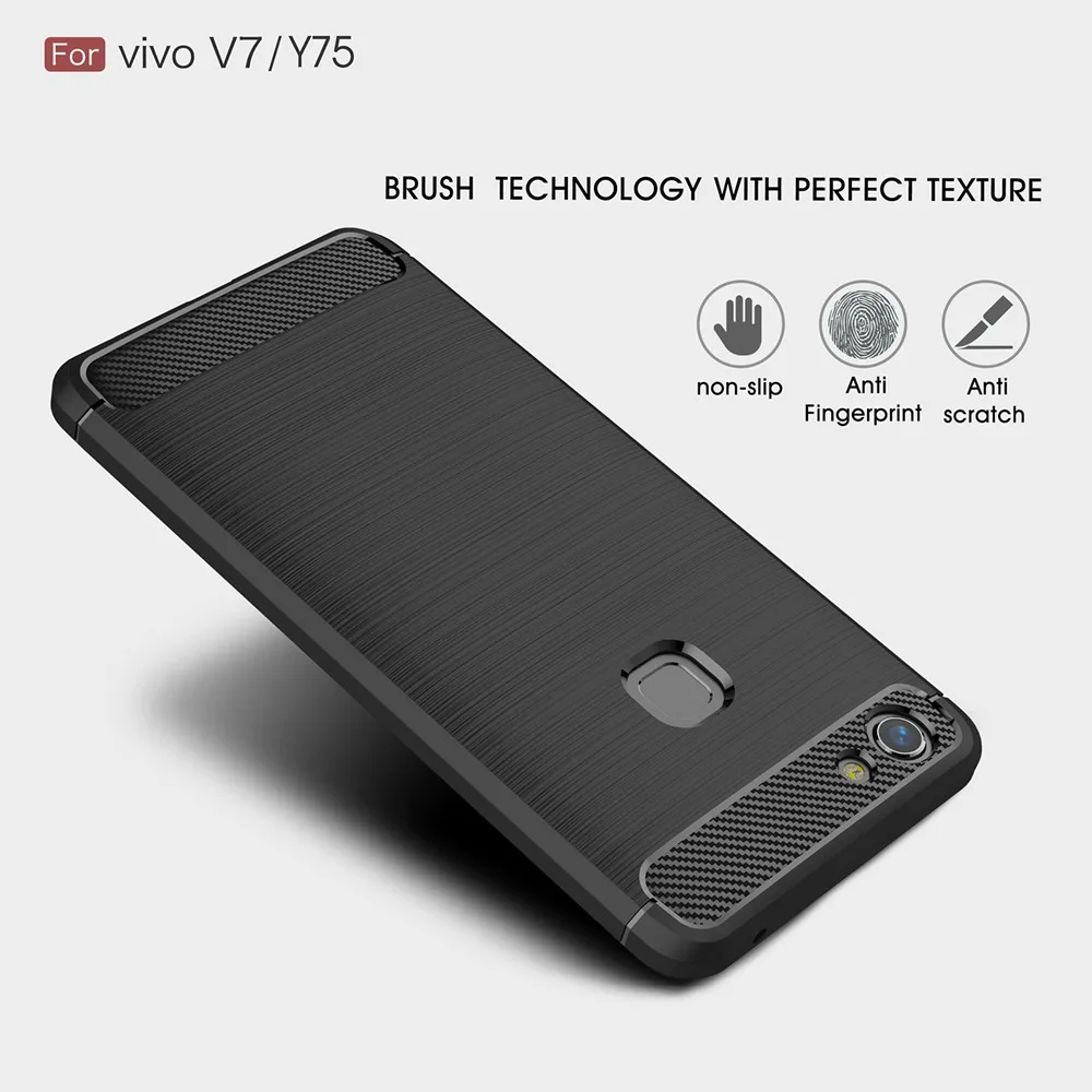 KEYSION чехол для телефона BBK VIVO V7 Экологичное углеродное волокно мягкий ТПУ матовый