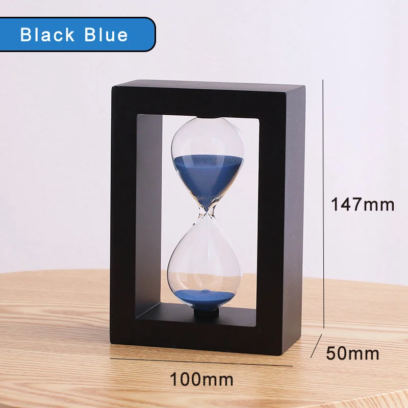 black blue Деревянные песочные часы, таймер, песочные часы, 30 минут, песочные часы, обратный отсчет времени, домашний декор, свадебные подарки для гостей, SL-FK - Цвет: black blue