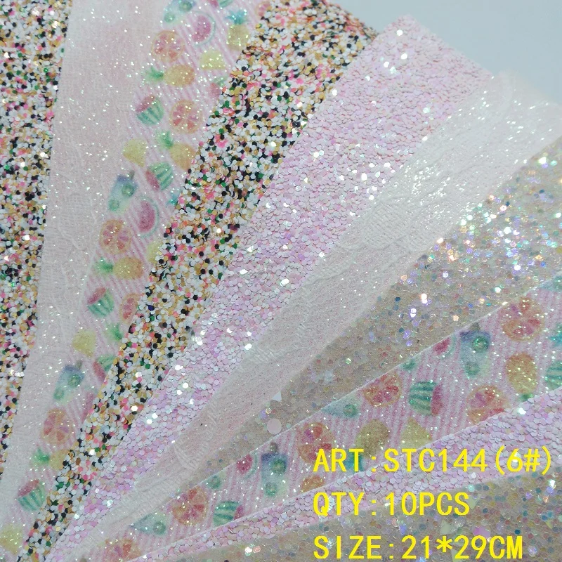 Прозрачный запас 1 комплект(10 шт.) 21X29 см Alisa Glitter Cuero Sintetico блестящая кожа для DIY аксессуары для волос ремесло STC144 - Цвет: 6