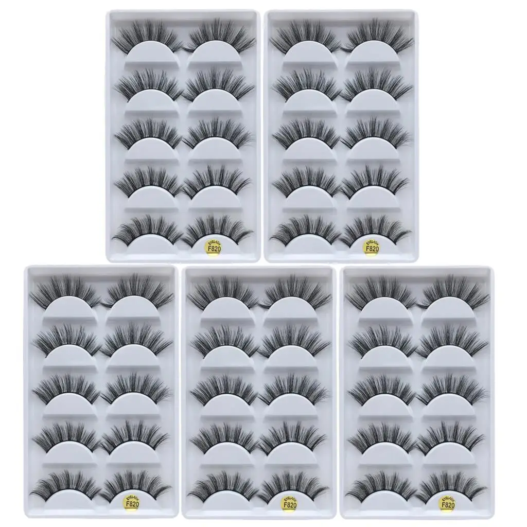 F820(25pairs) 25 пар норковые ресницы оптом 3D натуральные накладные ресницы 3d норковые ресницы Мягкие Накладные ресницы набор для макияжа Cilios g800 - Цвет: F820(25pairs)