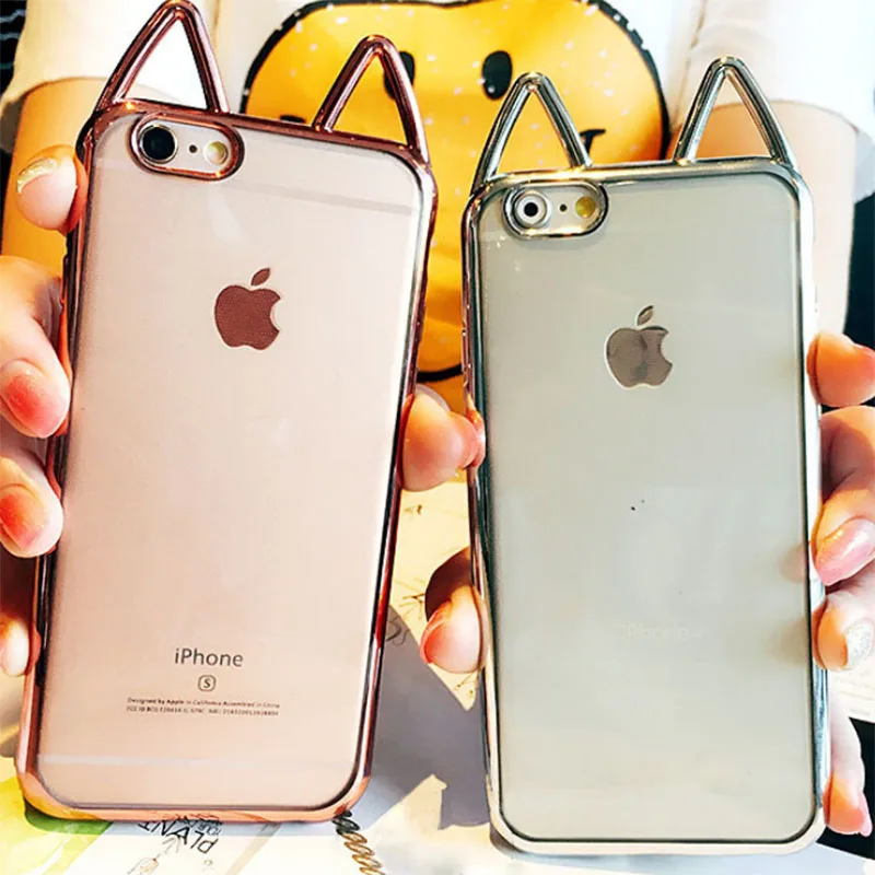 Роскошный чехол с милыми кошачьими ушками для телефона iphone 6 S 7 8 Plus Мягкий