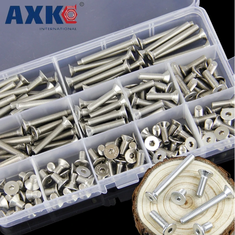 

260pcs M3 M4 M5 M6 A2-70 Stainless Steel 304 ISO7380 Button Head Allen Bolts Hexagon Socket Screws Assortment Kit