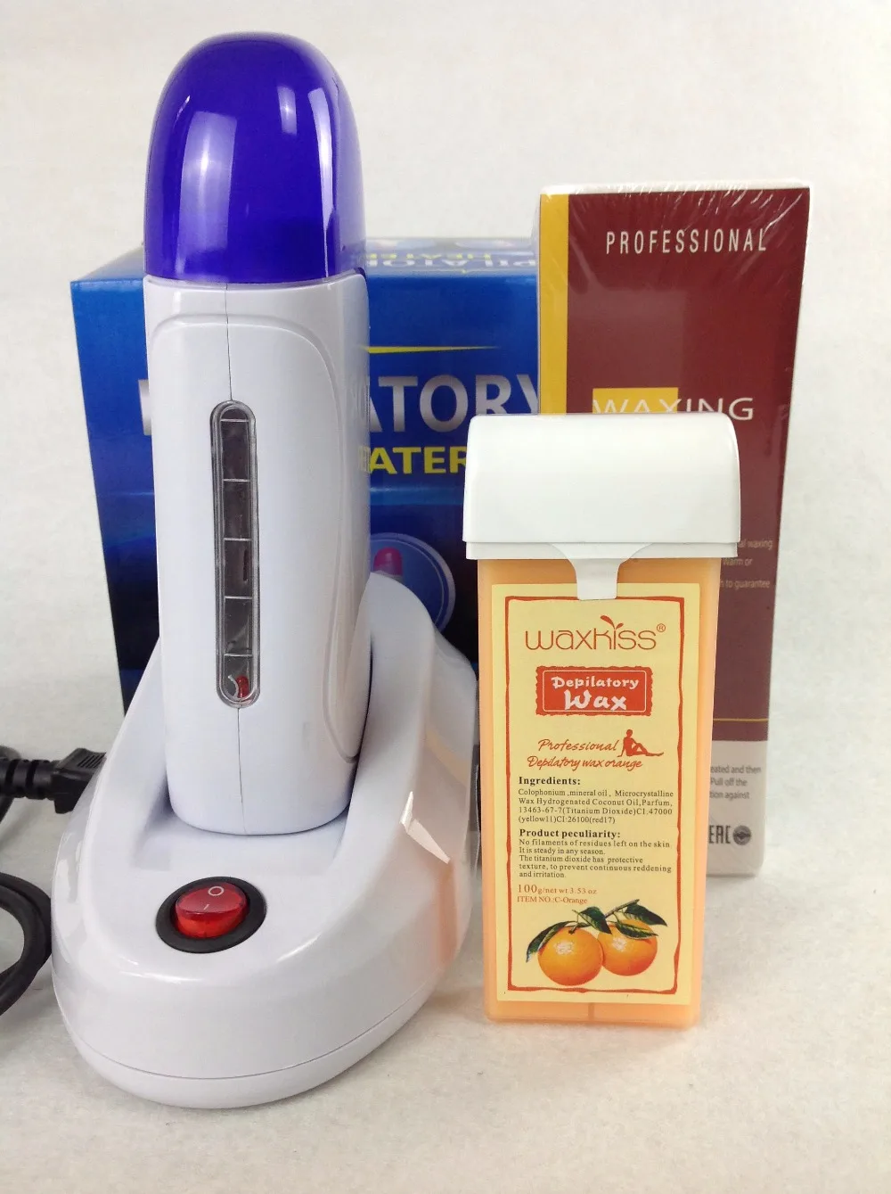 Комплект для нагрева воска "Wax Heater Sets One Seat Safe Epilator" с европейской вилкой 220-240V, включающий в себя: эпилятор для безопасного удаления волос + 100 листов бумаги для удаления волос.