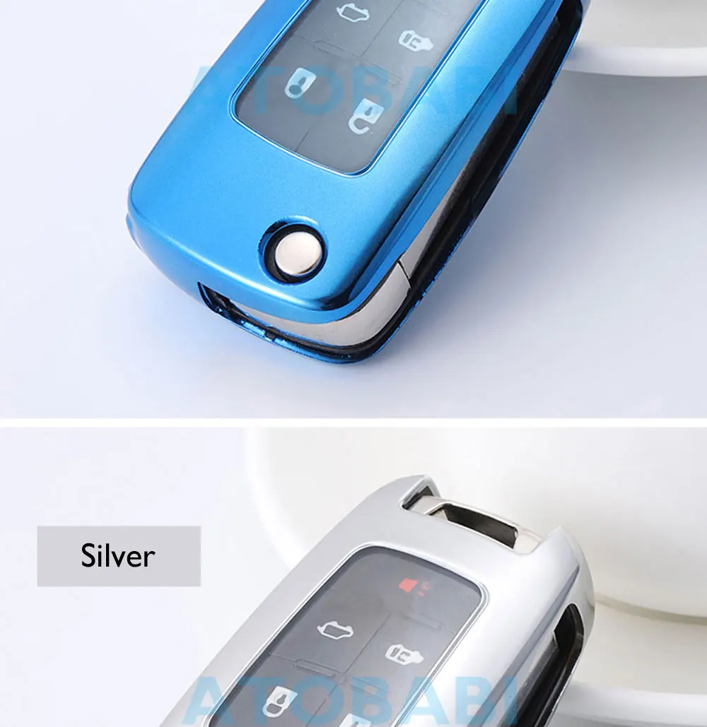 TPU Car Key Case For Chevrolet Camaro Cruze Equinox Impala Malibu GMC Terrain Buick LaCrosse Folding Remote Fob Protector Cover
