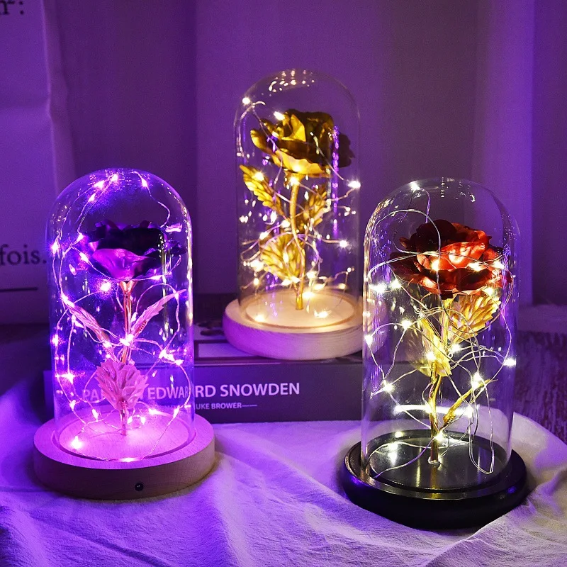 LED Beauty Rose and Beast красная гирлянда с питанием от аккумулятора настольная лампа