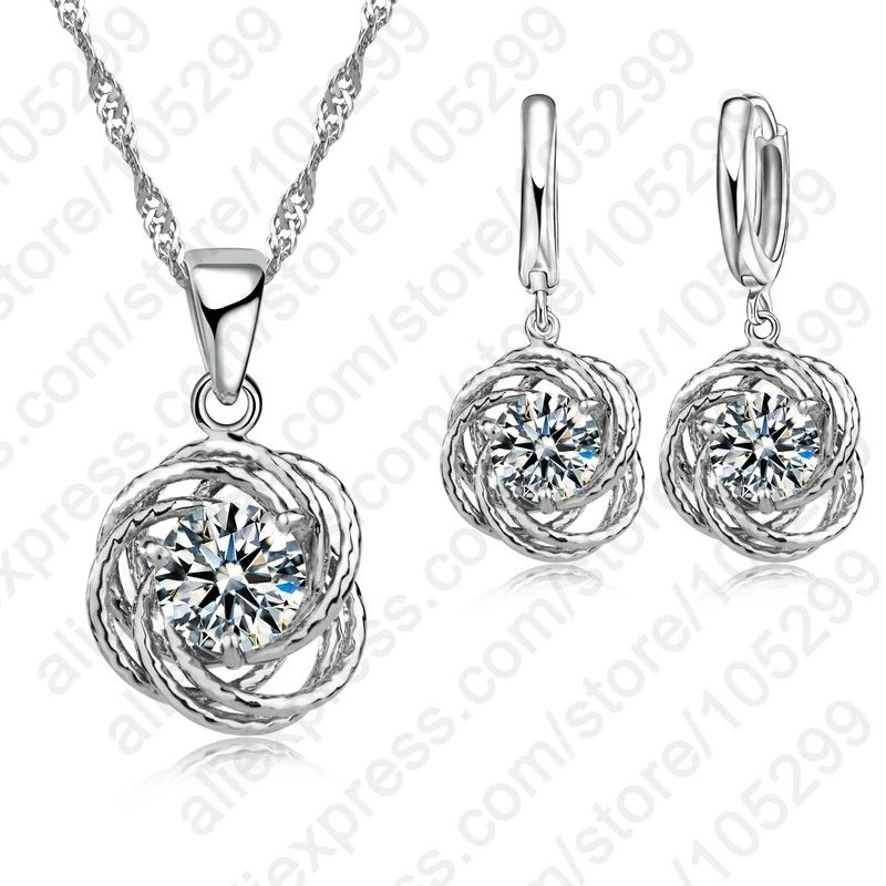 

Элегантные женские аксессуары из стерлингового серебра 925 пробы с кубическим цирконием, Классические Ювелирные наборы с кулоном, свадебные подарки