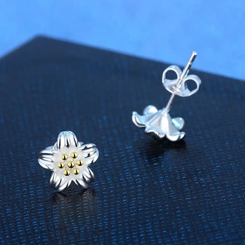 

Модные корейские серьги в цветочек, романтические серебряные золотые ювелирные изделия, серьги-гвоздики для женщин