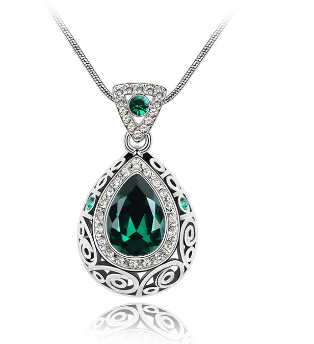 crystal green Подвеска, ожерелье, амулеты, женские модные ювелирные изделия,, высокое качество - Окраска металла: crystal green