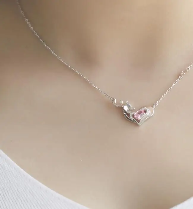 380ZHAO choose color 925 Silver Love Deer Clavicle Chain Art Cute Pendant Hollow Small Animal Necklace | Украшения и аксессуары