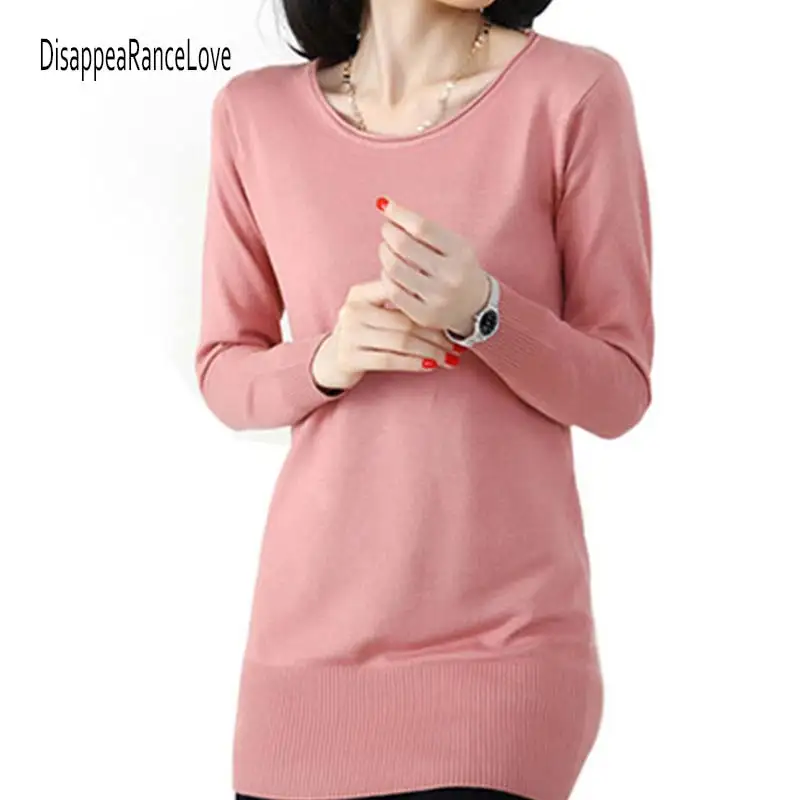 

Disappearancelove 2020 Pink Knitted Pullover Cashmere Sweater Women Sexy Elastic Long Sleeve Knitting Casual Autumn Jumper