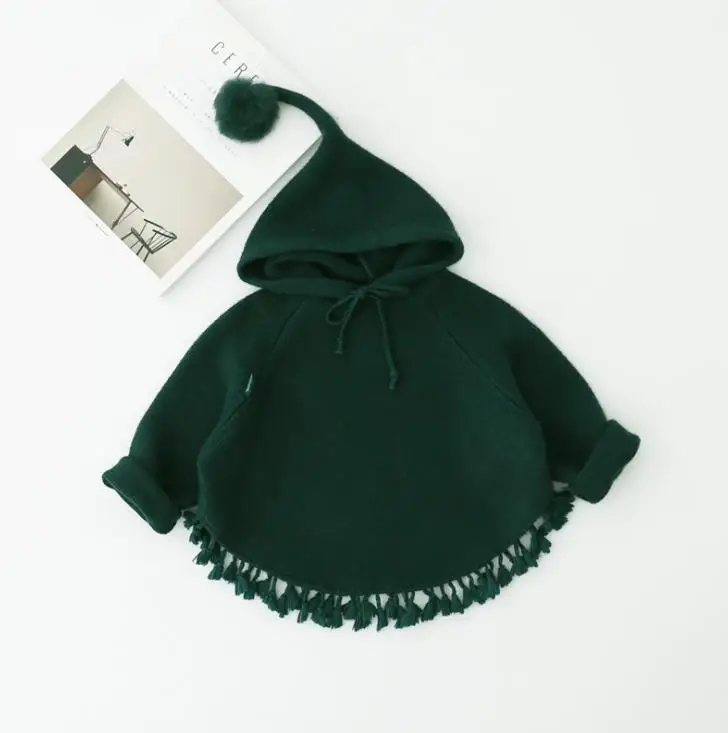 green color Весенне-осенняя куртка для девочек; Верхняя одежда для девочек; детский пуловер; свитер с капюшоном; трикотажное пальто для детей 1-2 лет - Цвет: green color