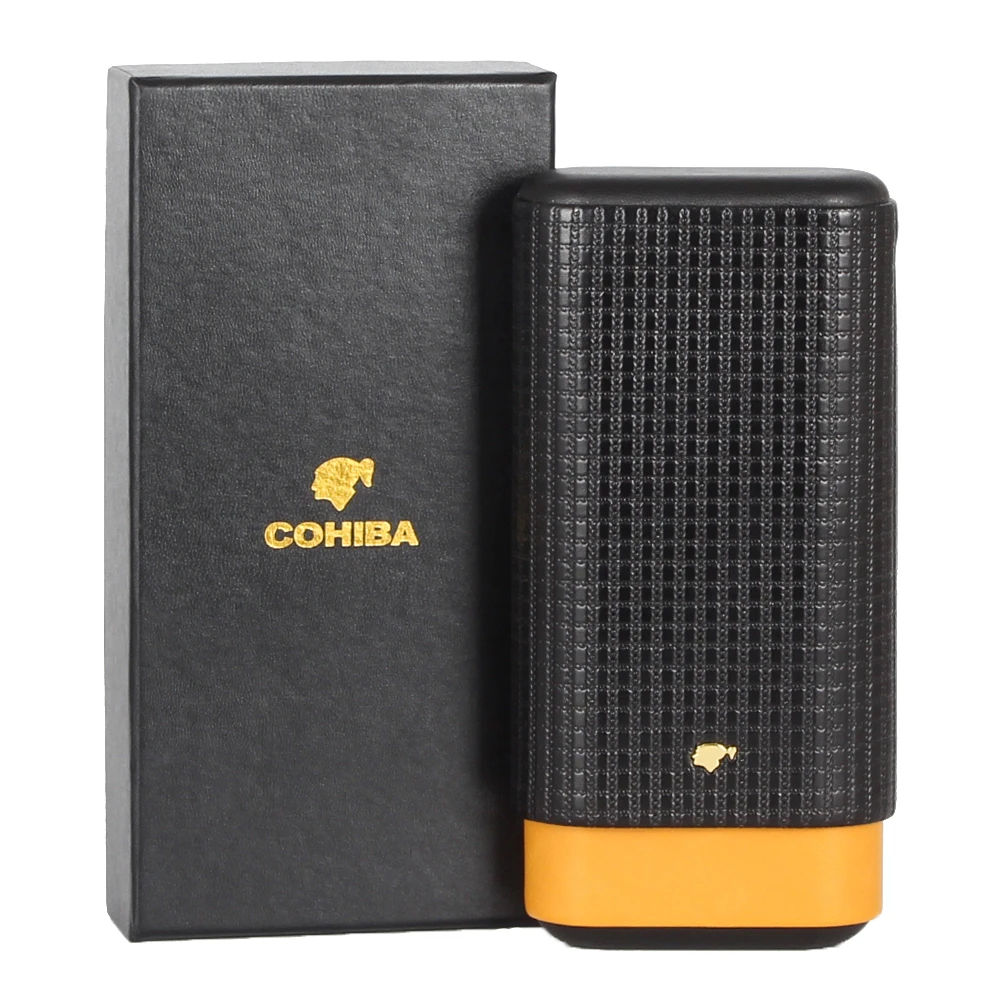 Кожаный дорожный Чехол для сигар COHIBA Humidor портативный держатель в виде трубки