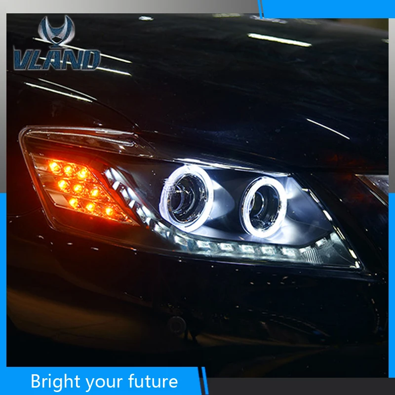 Автомобильная головная лампа для Toyota Camry 2009 2010 2011 светодиодный фонарь DRL Биксеноновые линзы светодиодный фары ангельские глазки передние лампы
