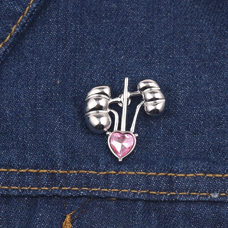 Брошь в форме почек розовое хрустальное сердце медицинские значки броши для