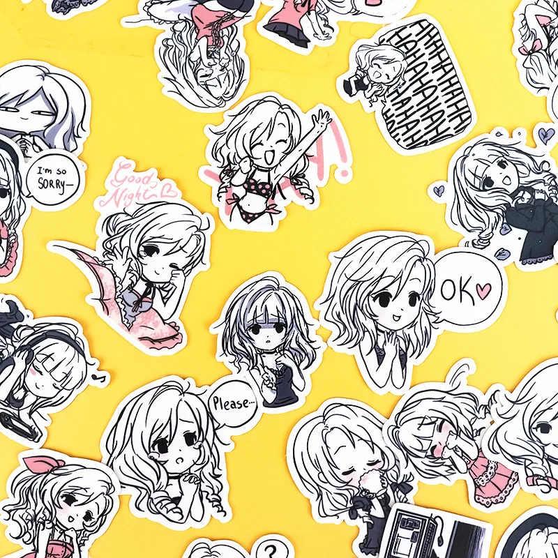40 шт./упак. милый женский Девушки наклейки с принтом в виде персонажей из