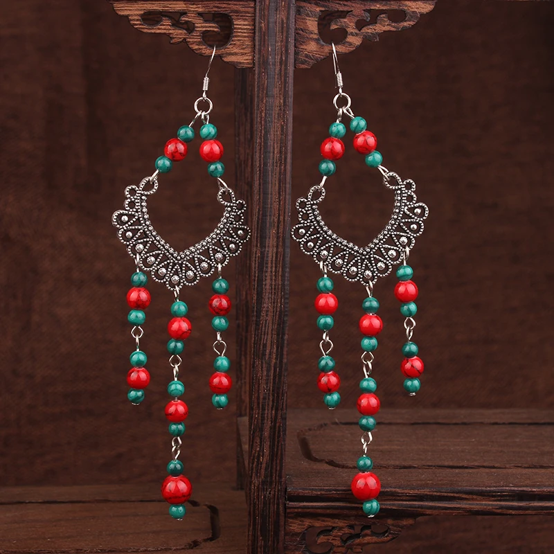 Серьги Подвески ручной работы с бусинами в богемном стиле новые оригинальные