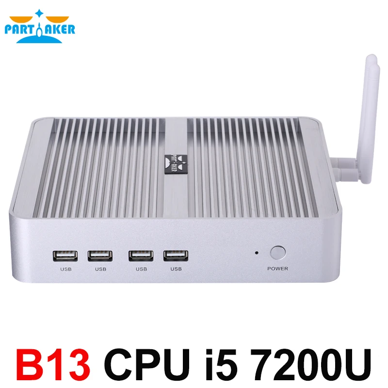 Настольный мини-компьютер без вентилятора Partaker B13 I5 7200U i7 7500U Windows 10 макс. 16 Гб ОЗУ 512