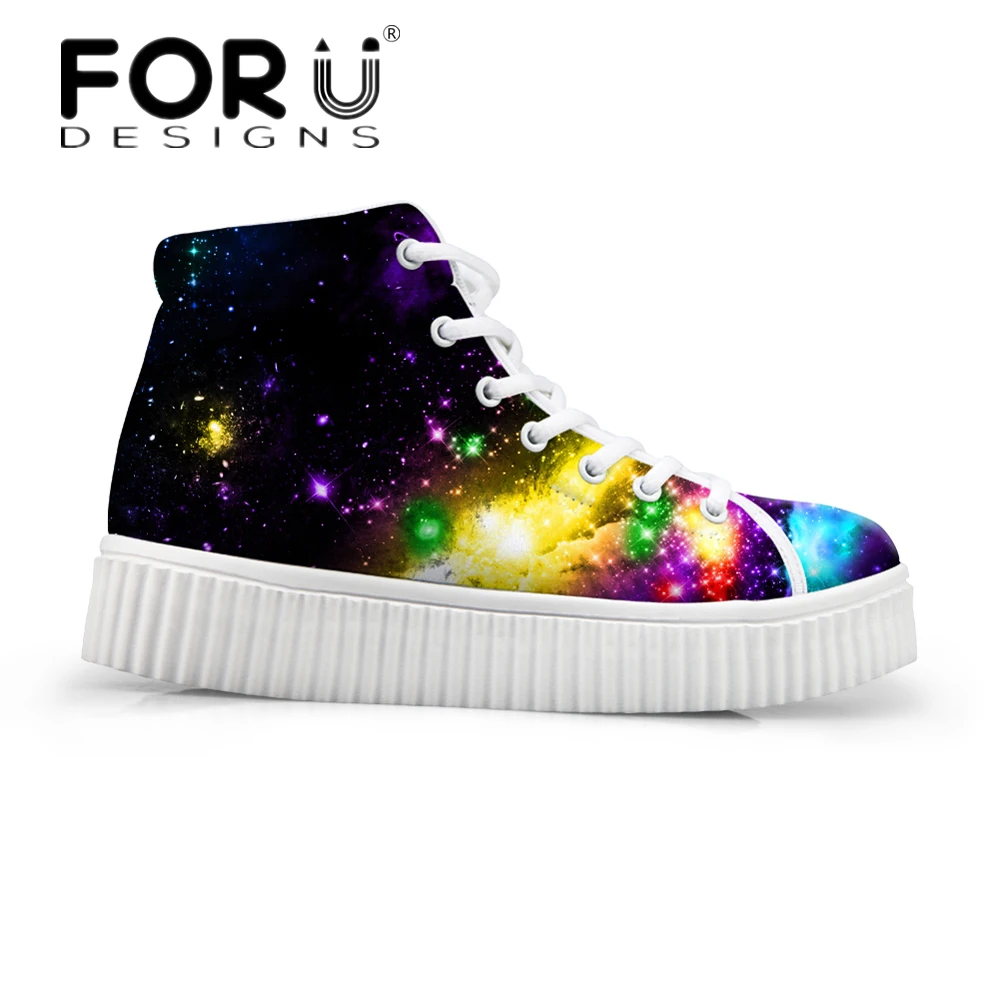 

Женские высокие туфли на плоской платформе FORUDESIGNS, с рисунком Галактики