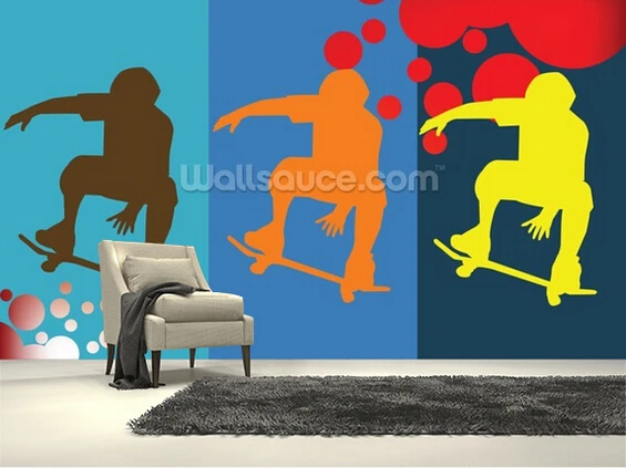 Современные обои на заказ Скейтбордисты 3D фотообои для ресторана кухни гостиной