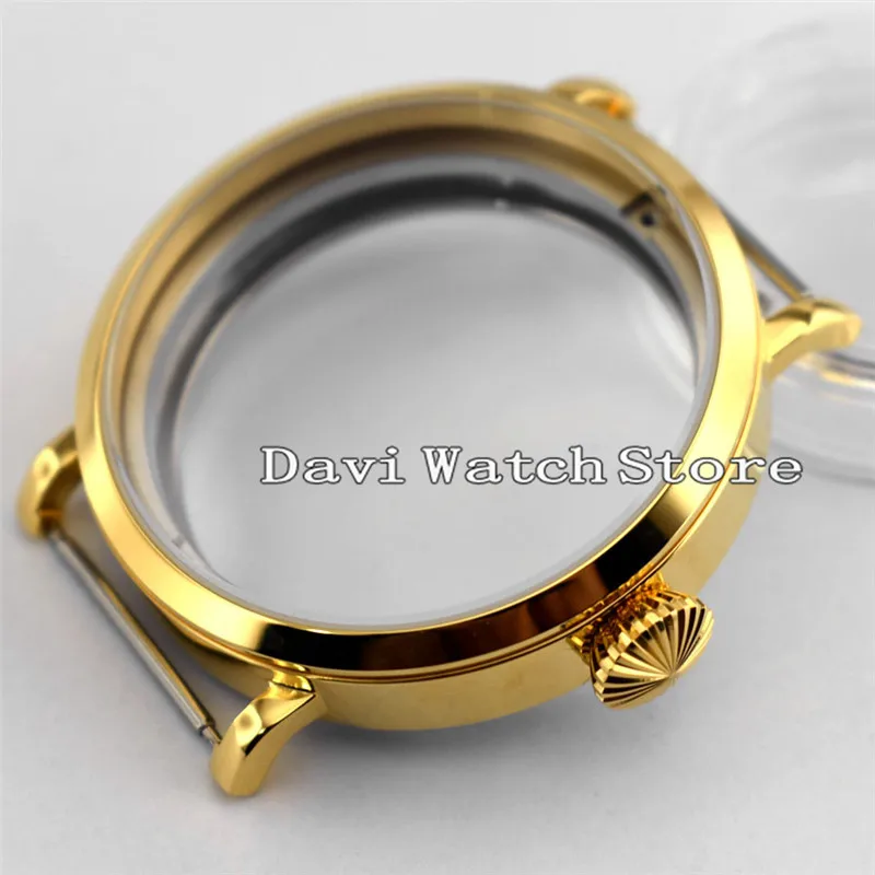 Чехол для часов из полированной стали 46 мм золотой стерильный большой подходит eta