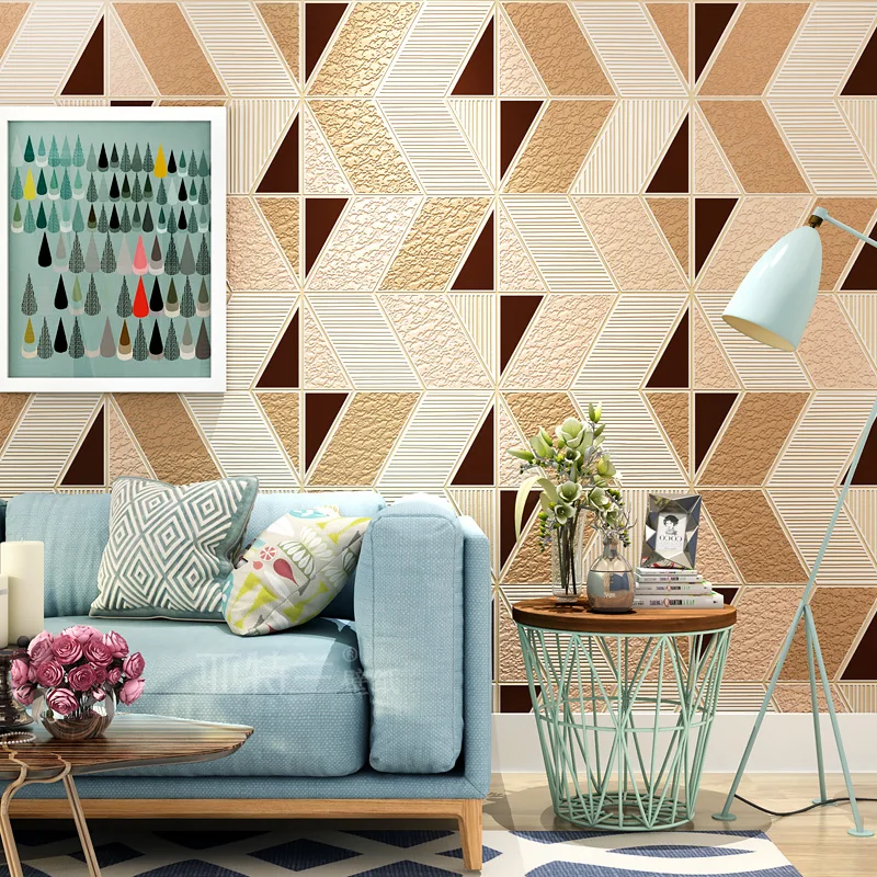 

Modern Geometry Pattern Wall Paper Living Room Bedroom Non-woven Suede Velvet 3D Relief TV Background Wall Decoration Wallpaper